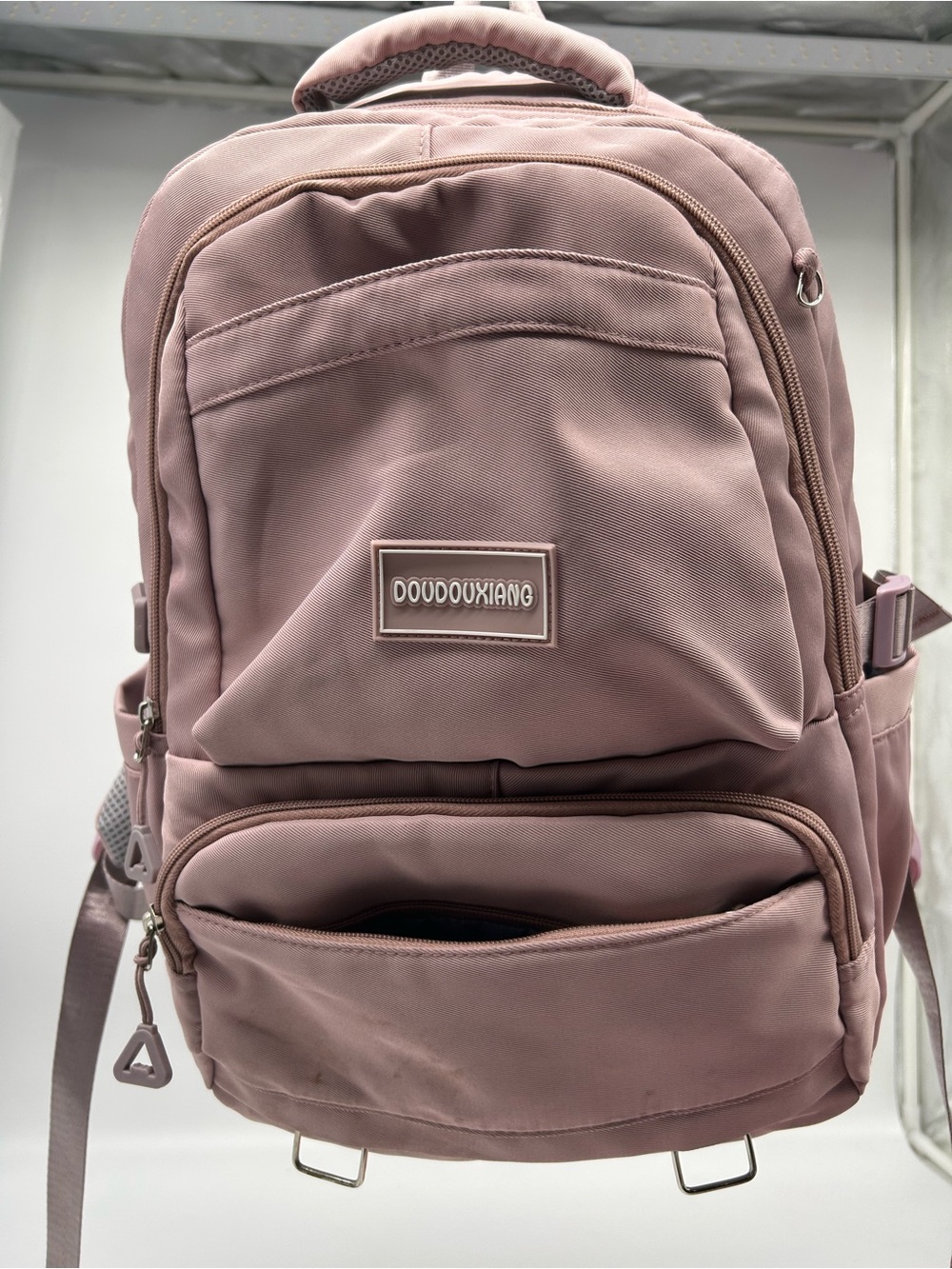 DOUDOUXIANG Dusty Pink Multi Pocket Backpack